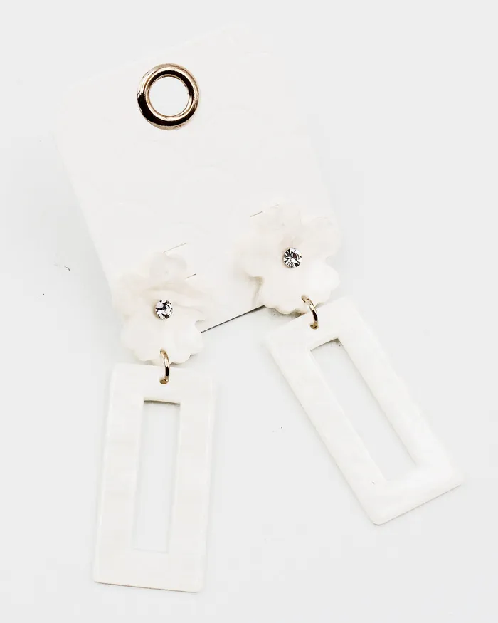 Mother of Pearl Flower Earrings with Rhinestones 080322pearl Earrings