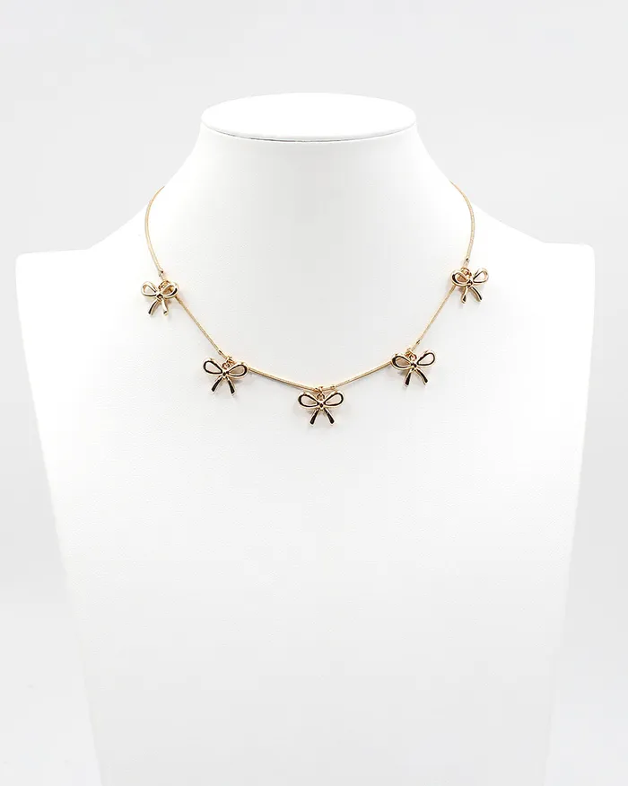 Necklaces 04242024 Multiple Bow Gold Necklace