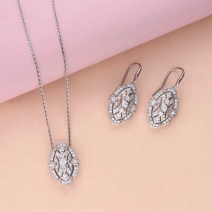 Necklaces BERRICLE Art Deco Milgrain CZ Necklace in Sterling Silver