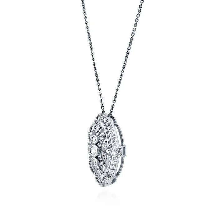 Necklaces BERRICLE Art Deco Milgrain CZ Necklace in Sterling Silver