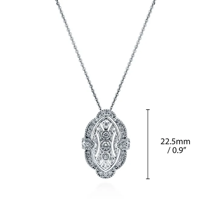 Necklaces BERRICLE Art Deco Milgrain CZ Necklace in Sterling Silver