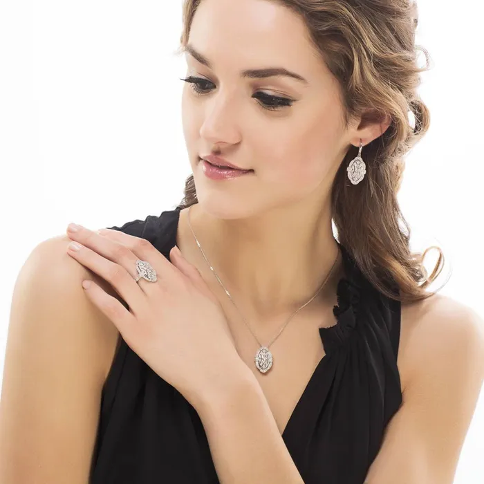 Necklaces BERRICLE Art Deco Milgrain CZ Necklace in Sterling Silver