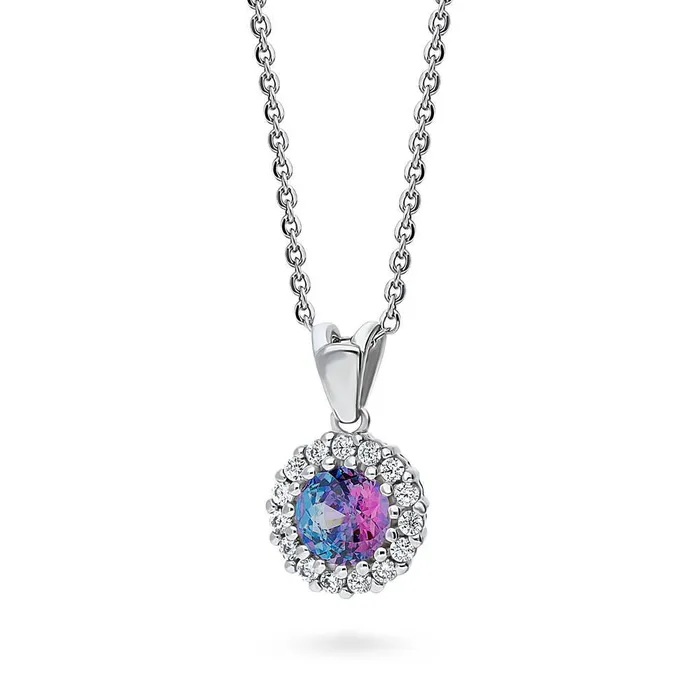 Necklaces BERRICLE Halo Kaleidoscope CZ Necklace in Sterling Silver