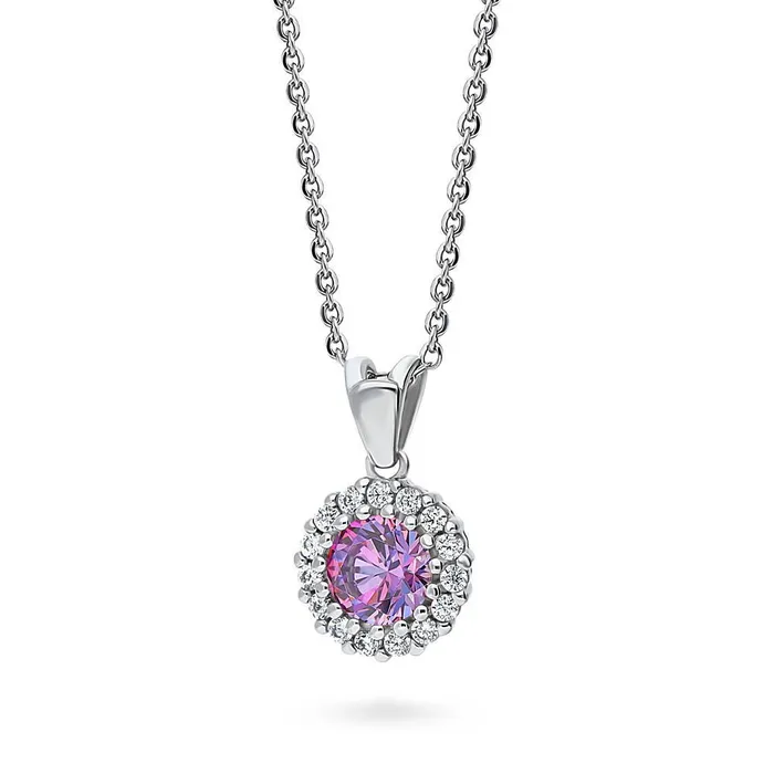 Necklaces BERRICLE Halo Kaleidoscope CZ Necklace in Sterling Silver