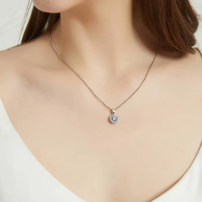 Necklaces BERRICLE Halo Kaleidoscope CZ Necklace in Sterling Silver