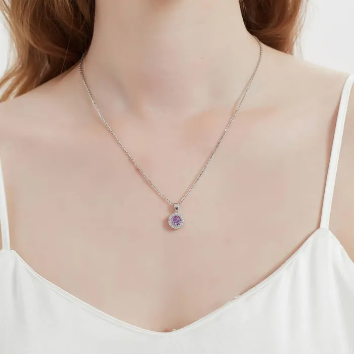 Necklaces BERRICLE Halo Kaleidoscope CZ Necklace in Sterling Silver