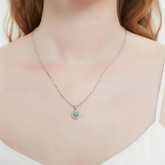Necklaces BERRICLE Halo Kaleidoscope CZ Necklace in Sterling Silver