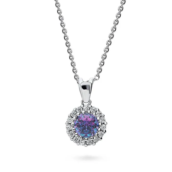 Necklaces BERRICLE Halo Kaleidoscope CZ Necklace in Sterling Silver