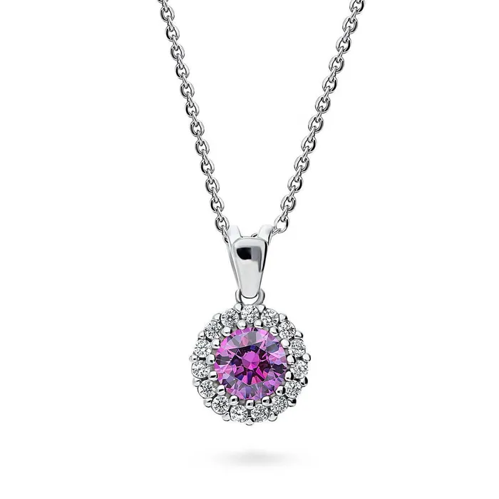 Necklaces BERRICLE Halo Kaleidoscope CZ Necklace in Sterling Silver