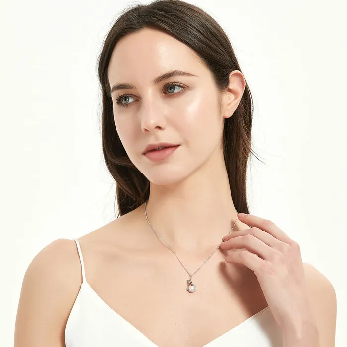 Necklaces BERRICLE Mermaid Button Cultured Pearl Necklace in Sterling Silver