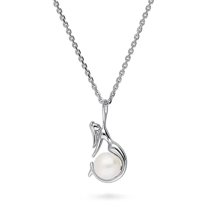 Necklaces BERRICLE Mermaid Button Cultured Pearl Necklace in Sterling Silver