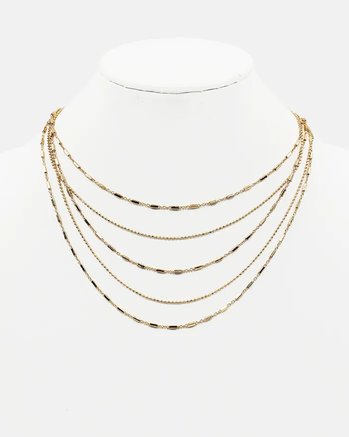 Necklaces Multiple Layered Delicate Metal Chain Necklace check052022