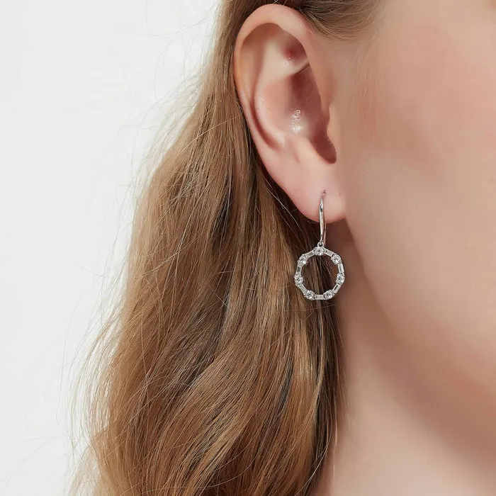 Necklaces Open Circle CZ Necklace and Earrings in Sterling Silver BERRICLE