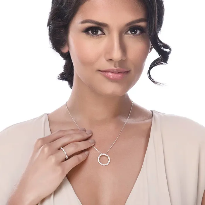 Necklaces Open Circle CZ Necklace and Earrings in Sterling Silver BERRICLE