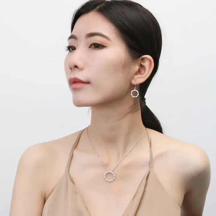 Necklaces Open Circle CZ Necklace and Earrings in Sterling Silver BERRICLE