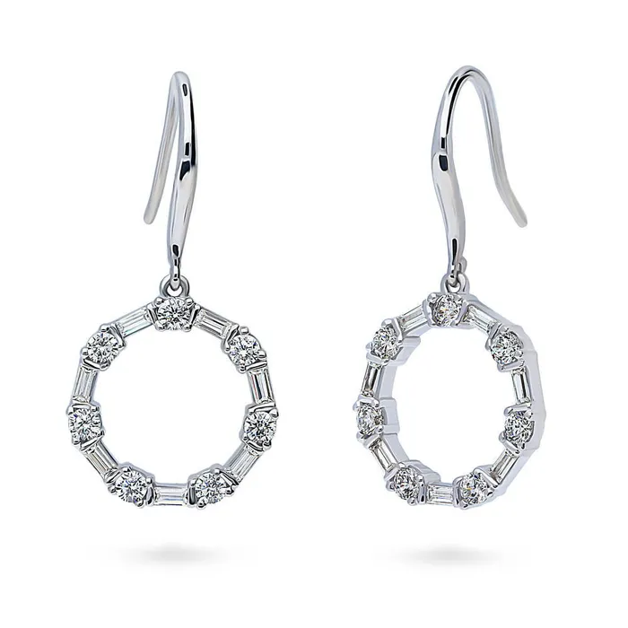 Necklaces Open Circle CZ Necklace and Earrings in Sterling Silver BERRICLE