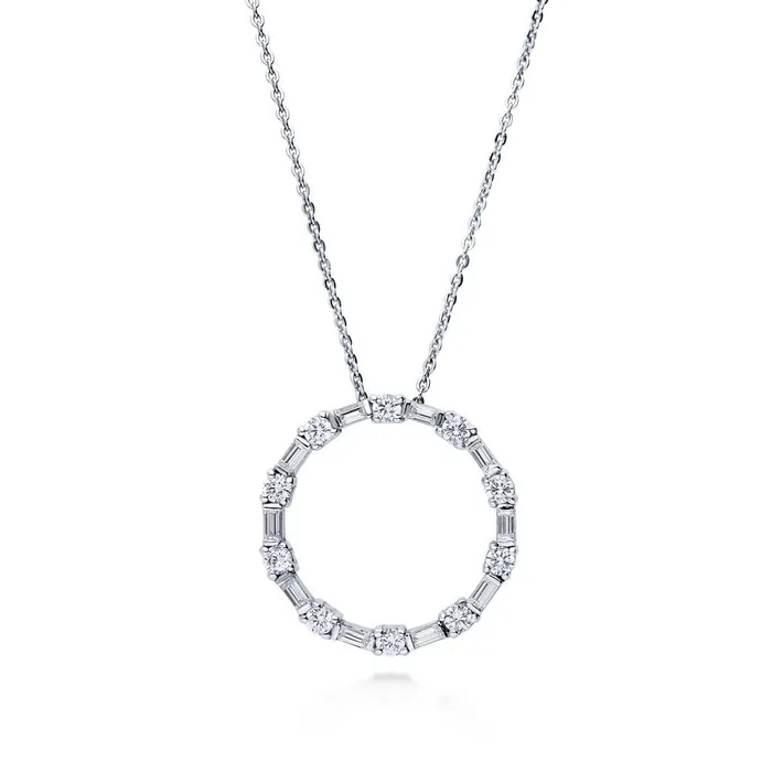 Necklaces Open Circle CZ Necklace and Earrings in Sterling Silver BERRICLE
