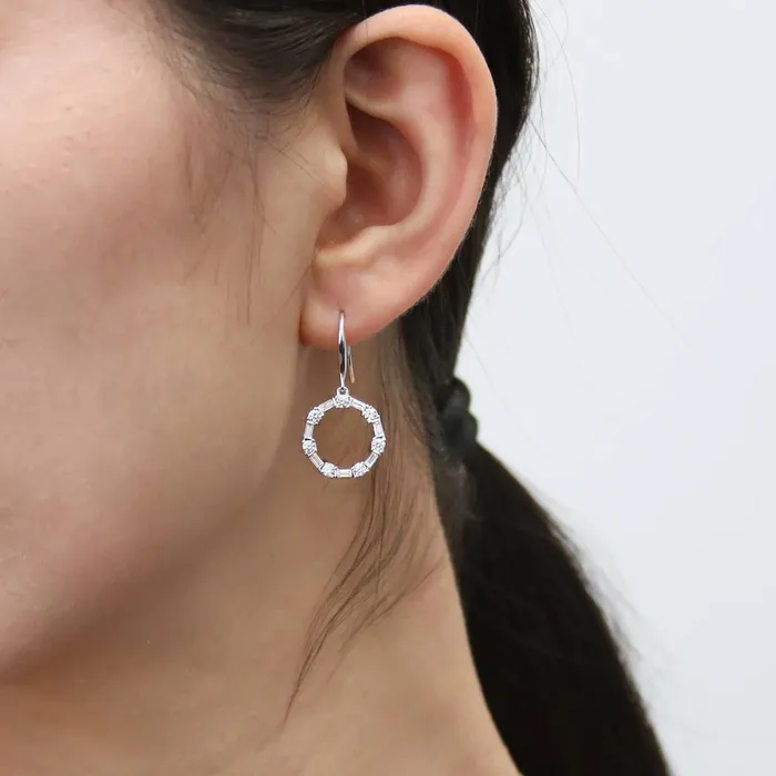 Necklaces Open Circle CZ Necklace and Earrings in Sterling Silver BERRICLE
