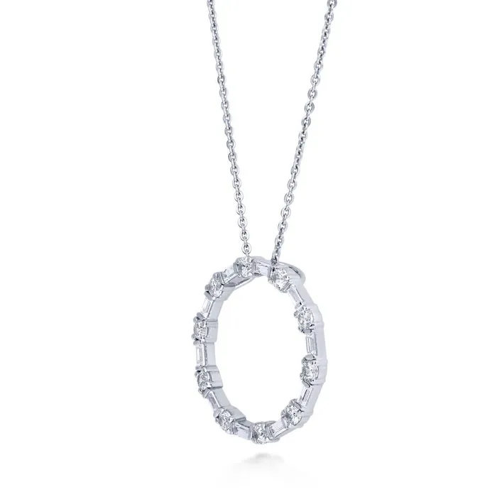 Necklaces Open Circle CZ Necklace and Earrings in Sterling Silver BERRICLE