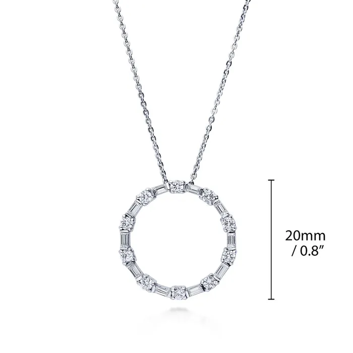 Necklaces Open Circle CZ Necklace and Earrings in Sterling Silver BERRICLE