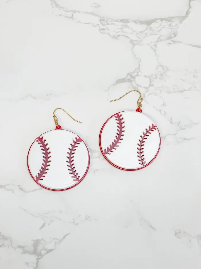 Prep Obsessed RNK Earrings Acrylic Baseball Dangle Earrings