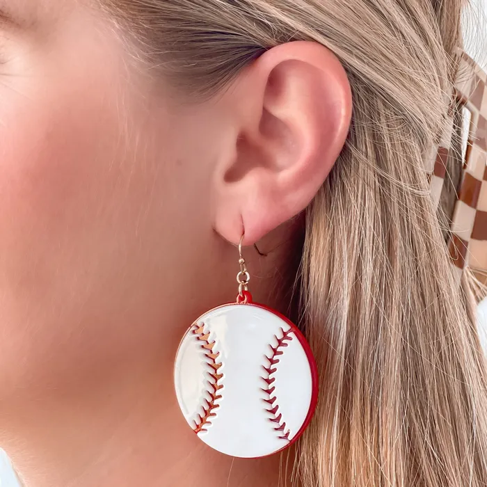 Prep Obsessed RNK Earrings Acrylic Baseball Dangle Earrings