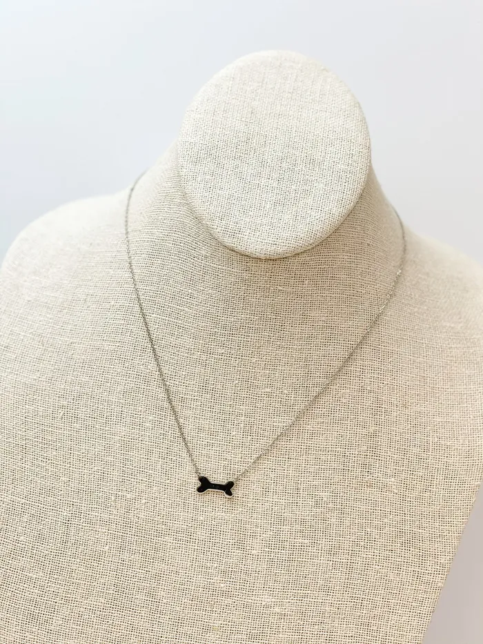 Prep Obsessed SB Necklaces Dog Bone Pendant Necklace Silver