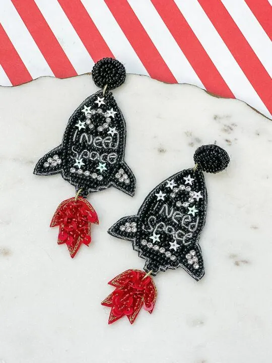Prep Obsessed TI Earrings I Need Space Beaded Statement Earrings Prep Obsessed TI Earrings I Need Space Beaded Statement Earrings