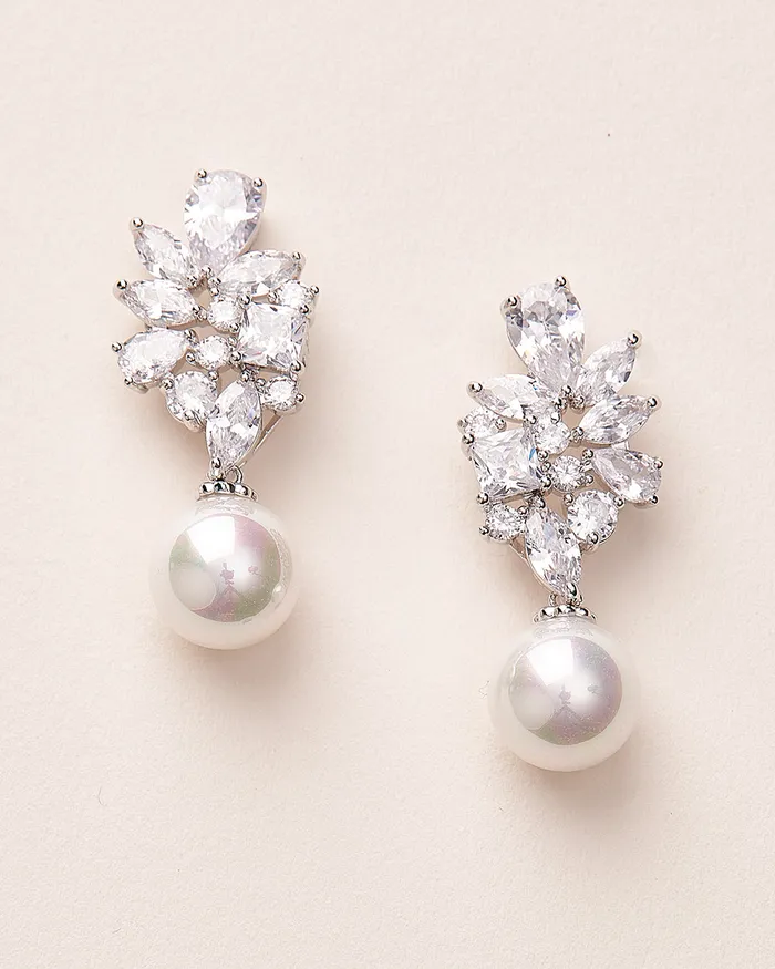 Earrings Serenity Pearl CZ Earrings Dareth Colburn 