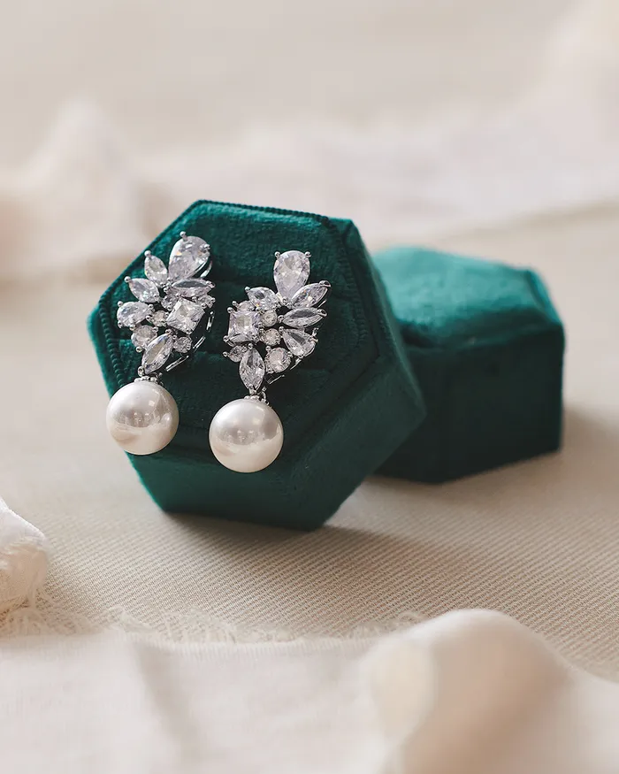 Earrings Serenity Pearl CZ Earrings Dareth Colburn 