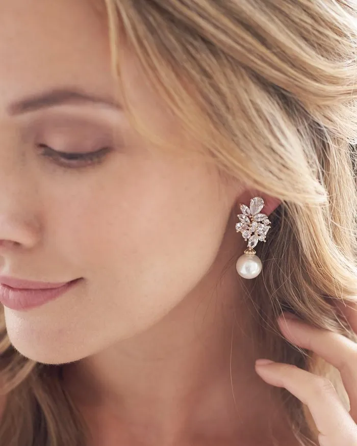 Earrings Serenity Pearl CZ Earrings Dareth Colburn 