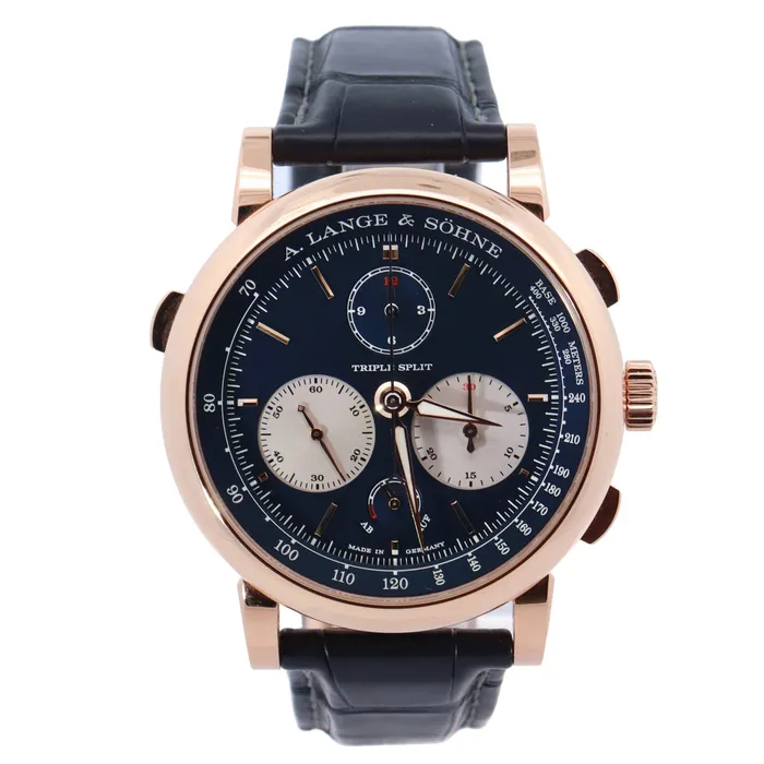 A Lange Sohne Triple Split Rose Gold 43mm Blue Chronograph Dial Watch Reference 424037F Happy Jewelers Watches A Lange Sohne Triple Split Rose Gold 43mm Blue Chronograph Dial Watch Reference 424037F Happy Jewelers Watches
