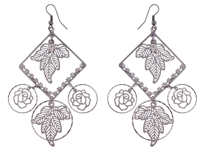 Alilang Bronze Flower And Leave Designed Dangle Earrings Earrings Alilang Bronze Flower And Leave Designed Dangle Earrings Earrings