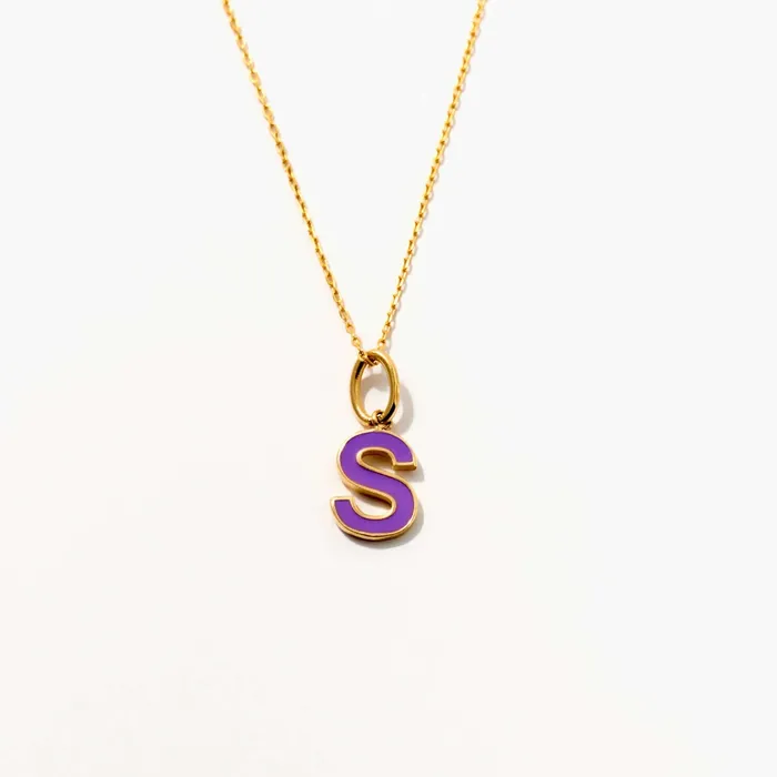 Gelin Diamond Necklaces Enamel Initial Necklace