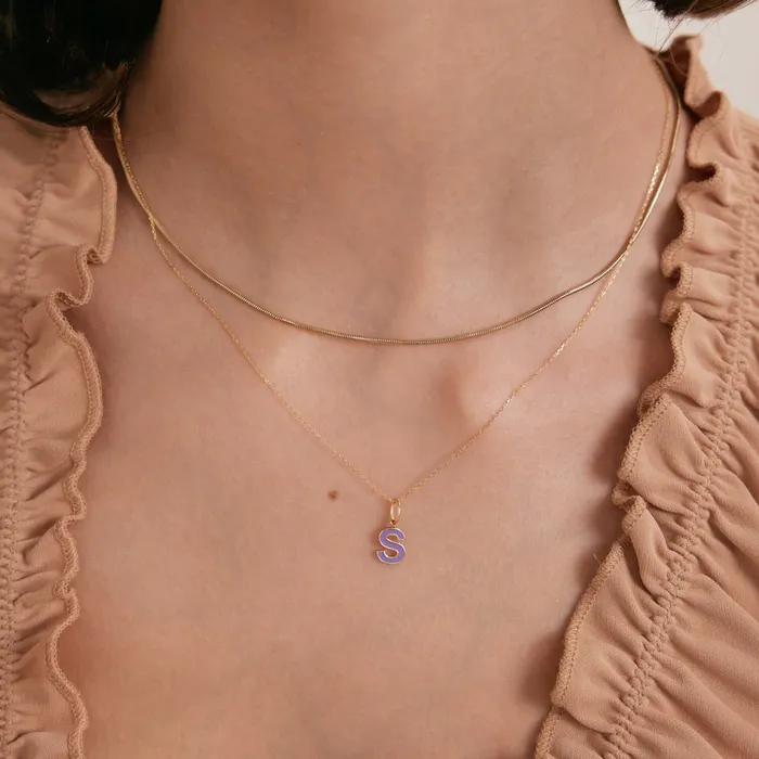 Gelin Diamond Necklaces Enamel Initial Necklace
