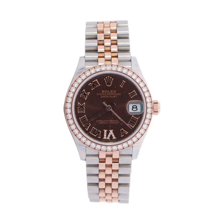 Happy Jewelers Rolex Datejust 31mm Chocolate Roman Dial Watch Ref 278381RBR Watches Happy Jewelers Rolex Datejust 31mm Chocolate Roman Dial Watch Ref 278381RBR Watches