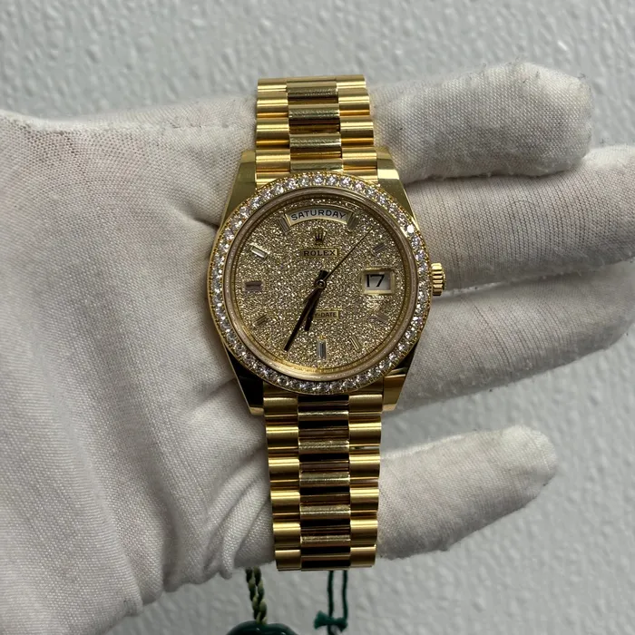 Happy Jewelers Rolex DayDate 40mm Pave Dial Watch Ref 228348RBR Watches Happy Jewelers Rolex DayDate 40mm Pave Dial Watch Ref 228348RBR Watches
