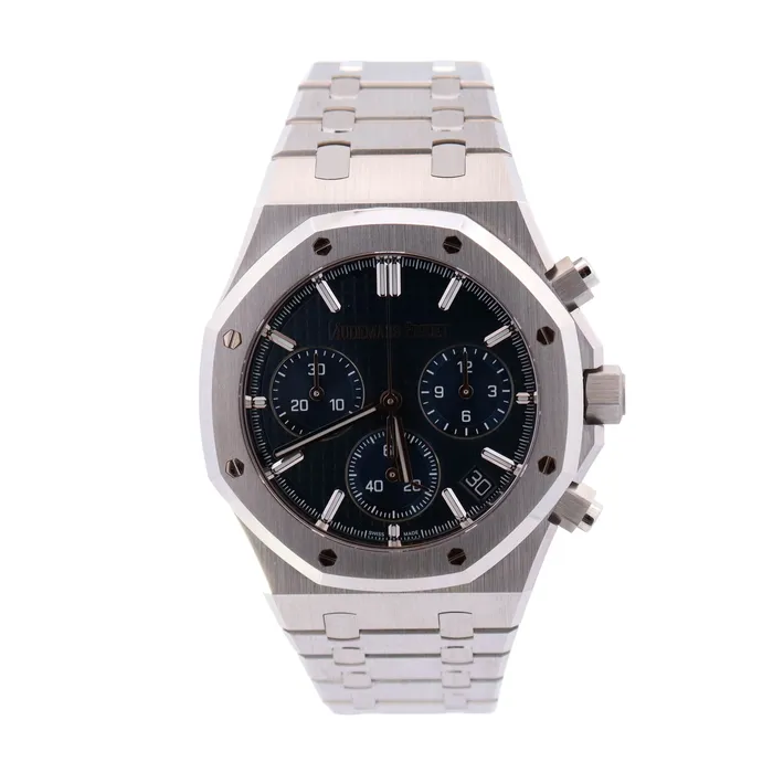 Happy Jewelers Watches Audemars Piguet Royal Oak Stainless Steel 41mm Blue Chronograph Dial Watch Reference 26240STOO1320ST05 Happy Jewelers Watches Audemars Piguet Royal Oak Stainless Steel 41mm Blue Chronograph Dial Watch Reference 26240STOO1320ST05