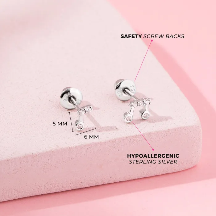 Kids Screw Back Earrings Musical Notes Kids Childrens Girls Earrings Screw Back Sterling Silver Earrings