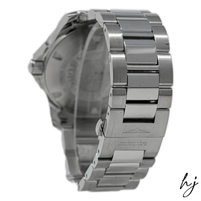 Longines Mens Conquest Stainless Steel 41mm Silver Stick Dial Watch Reference L36774766 Happy Jewelers Bracelets