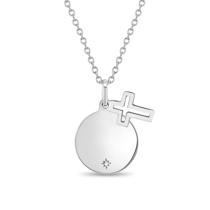 Necklaces Cross Charm Engravable Kids Girls PendantNecklace Sterling Silver Kids Final Sale