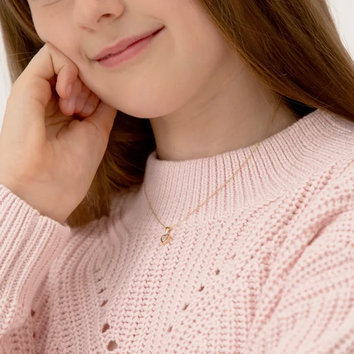 Necklaces Kids Necklaces Pendants 14k Gold Mother of Pearl Heart Baby Toddler Kids PendantNecklace