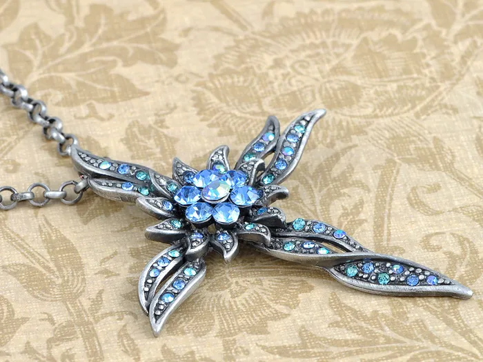 Necklaces Shinely Blue Cross Sun Flower Pendant Necklace Alilang Necklaces Shinely Blue Cross Sun Flower Pendant Necklace Alilang