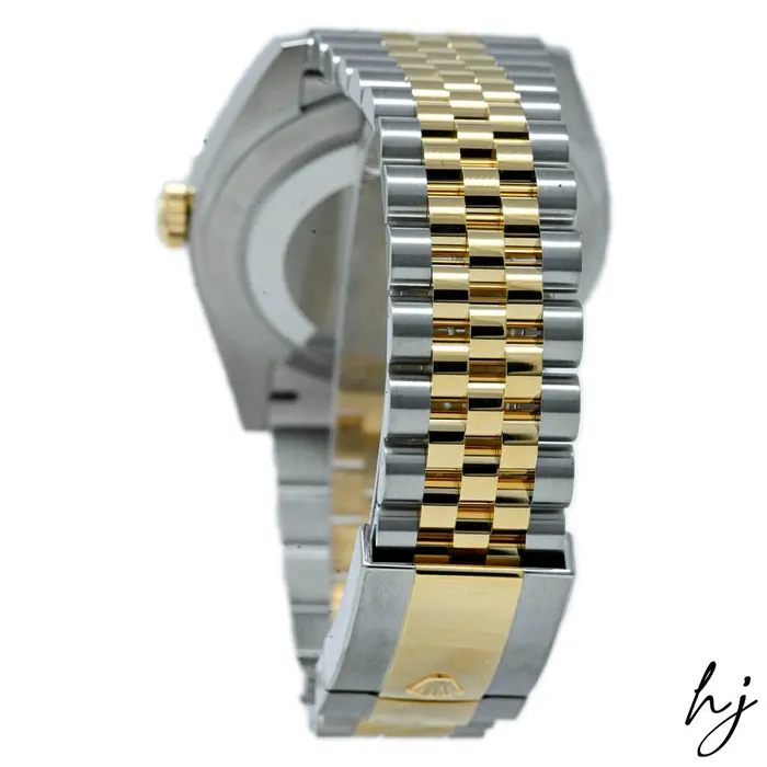 Rolex Mens Datejust 41 18K Yellow Gold Steel 41mm Black Stick Dial Watch Reference 126333 happy jewelers Earrings