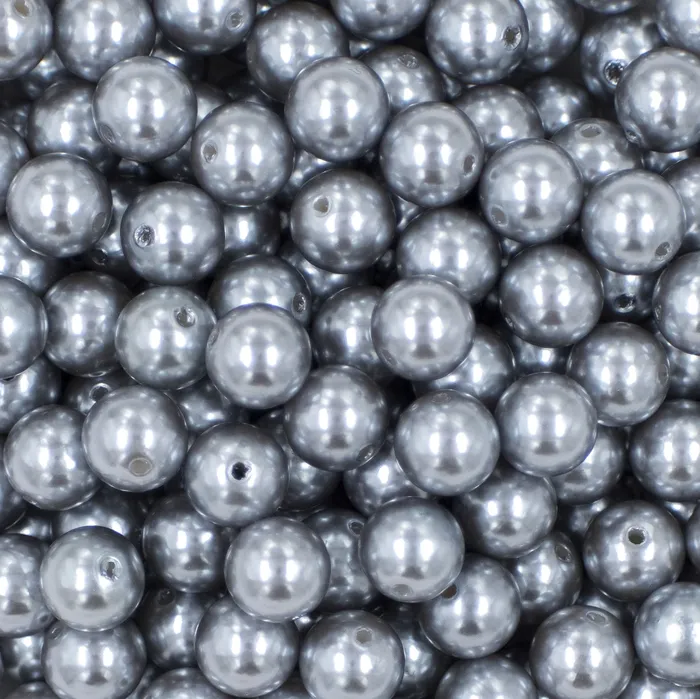 The BumbleBead Company 12mm Silver Pearl Acrylic Bubblegum Beads 20 Count Rings