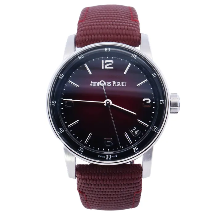 Watches Happy Jewelers Audemars Piguet Code 1159 White Gold 41mm Dark Red Arabic Stick Dial Watch Reference 15210BCOOA068CR01 Watches Happy Jewelers Audemars Piguet Code 1159 White Gold 41mm Dark Red Arabic Stick Dial Watch Reference 15210BCOOA068CR01