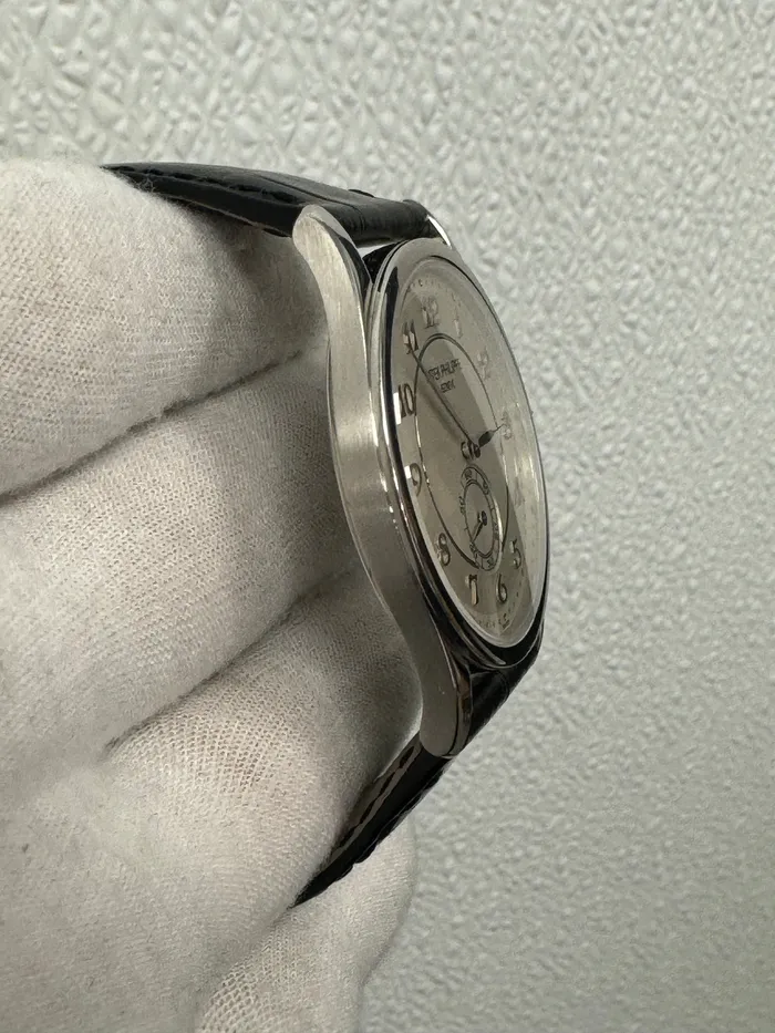 Watches Happy Jewelers Patek Philippe Calatrava 37mm 950 Platinum Silver Arabic Dial Watch Reference 5196P001