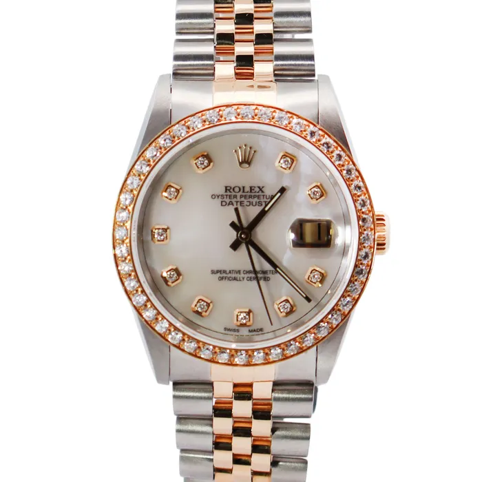 Watches Happy Jewelers Rolex Datejust 36mm MOP Dial Watch Ref 16233
